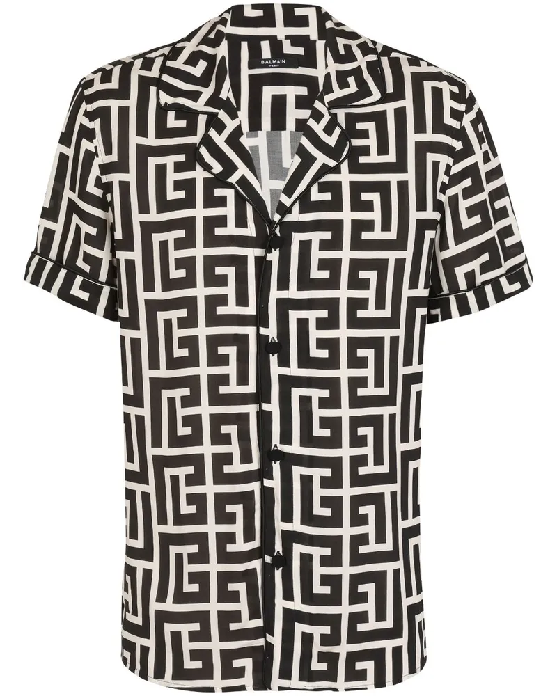 Balmain Pyjamaoberteil mit Monogramm-Print - Schwarz Schwarz