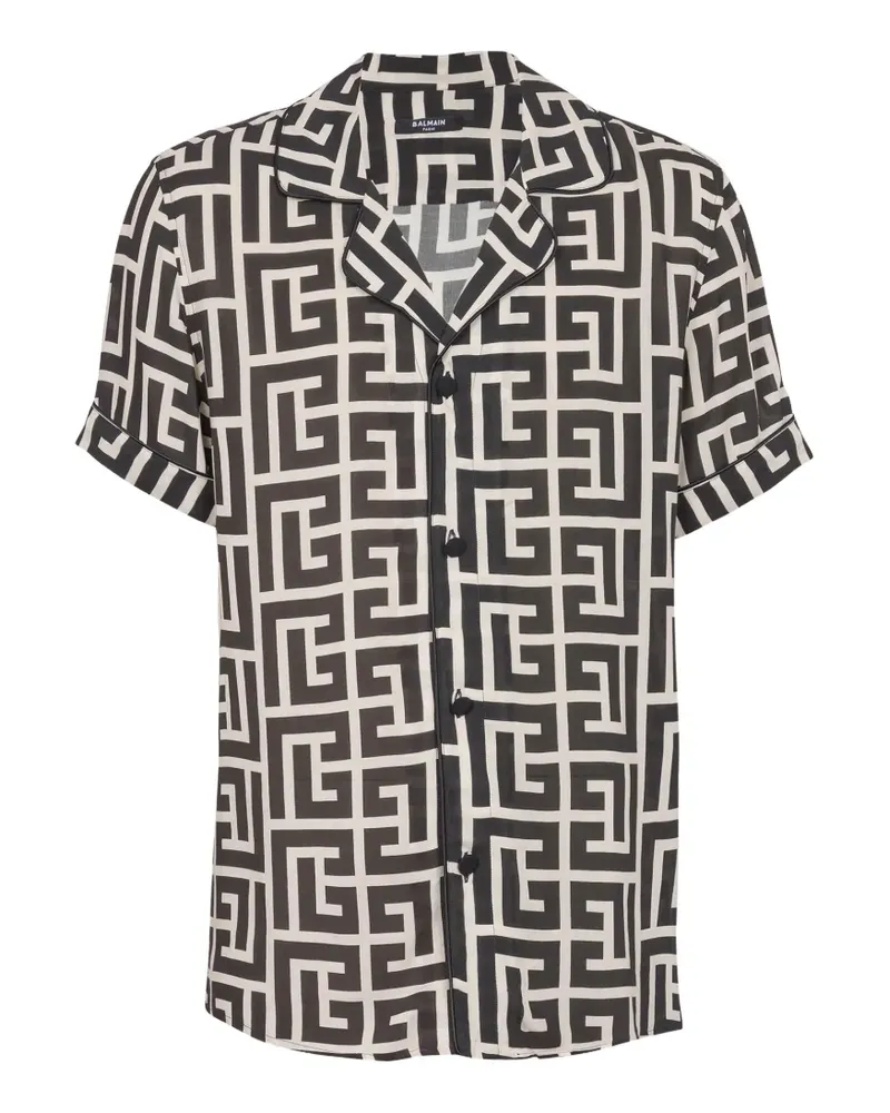 Balmain Geometrisch gemustertes Hemd - Schwarz Schwarz