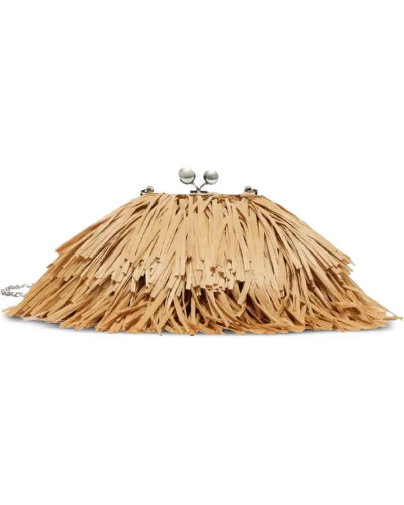 Max Mara Aquiete Schultertasche mit Fransen - Nude Nude