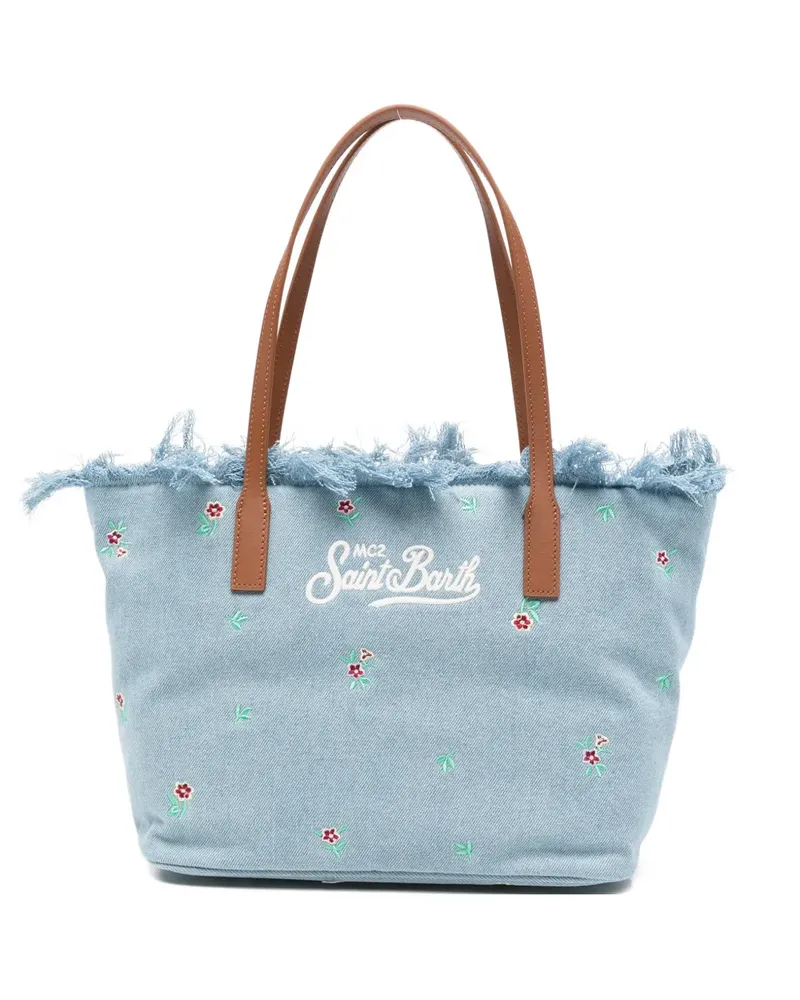 MC2 Saint Barth medium City floral-embroidered tote bag - Blau Blau