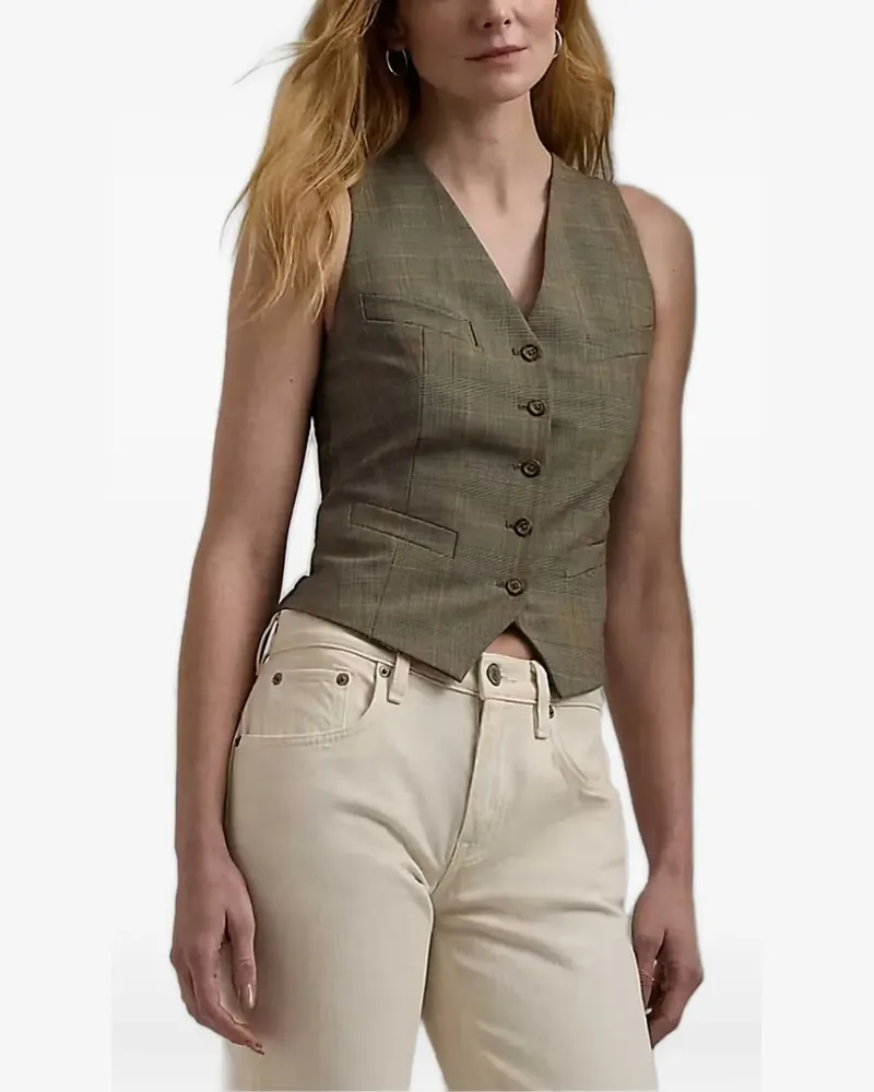 Ralph Lauren Karierte Weste mit Knopfleiste - Grün Grün