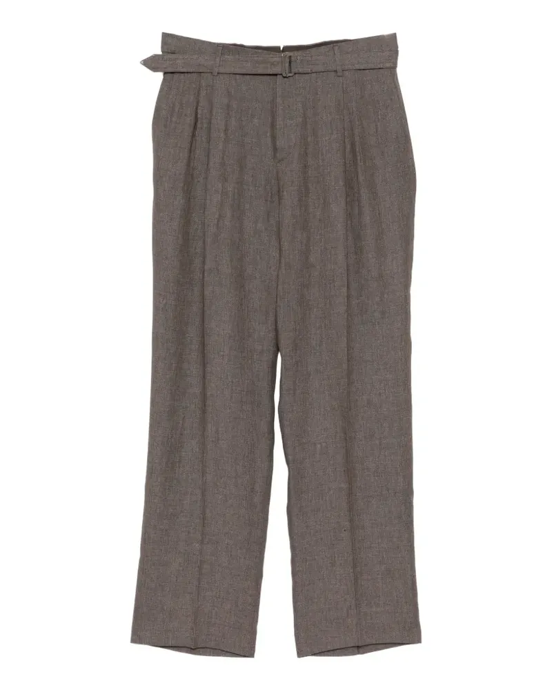 Canali linen pleated trousers - Braun Braun