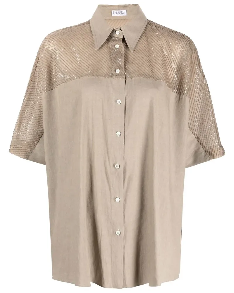 Brunello Cucinelli T-Shirt mit Pailletten - Nude Nude