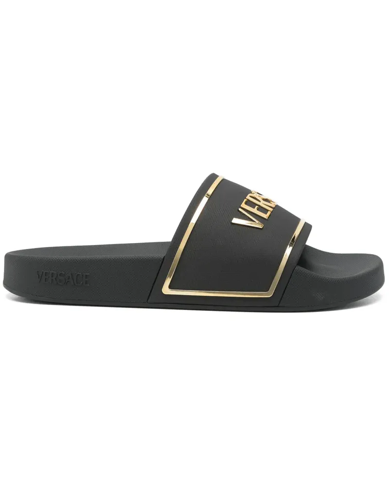Versace Pantoletten mit Logo-Prägung - Schwarz Schwarz