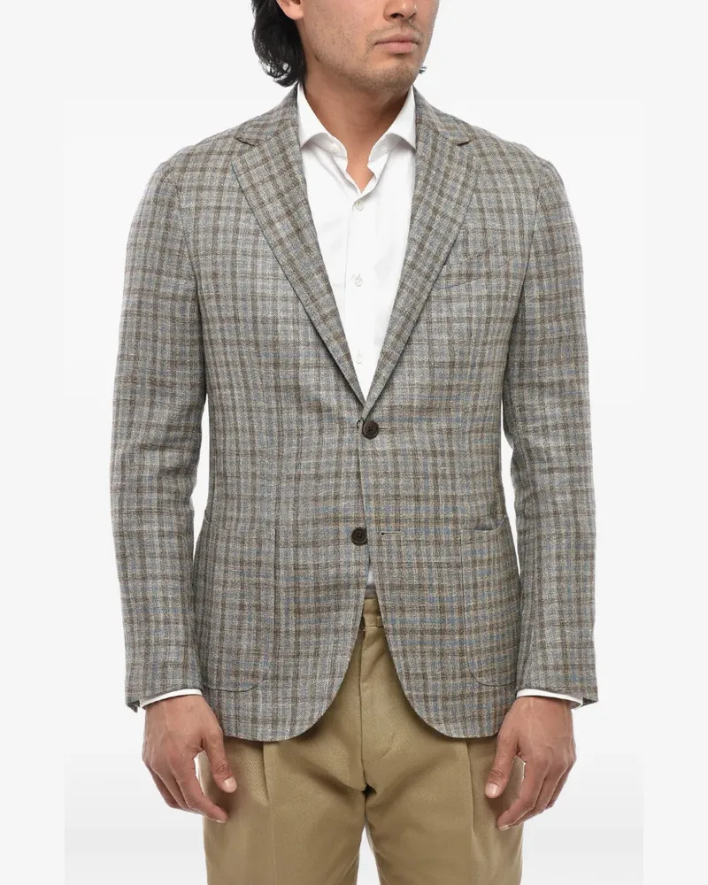Corneliani Gate gingham-pattern blazer - Nude Nude