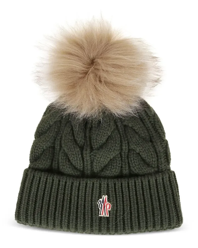 Moncler cable-knit pompom beanie hat - Grün Grün