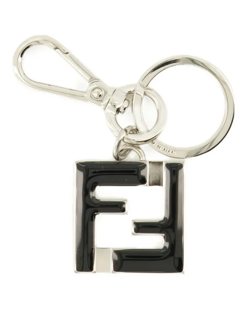 Fendi squared-logo lettering keyring - Silber Silber