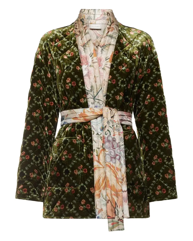 Pierre-Louis Mascia quilted floral velvet coat - Grün Grün