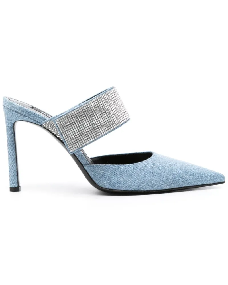 Sergio Rossi Sr Paris Jeans-Mules 100mm Blau