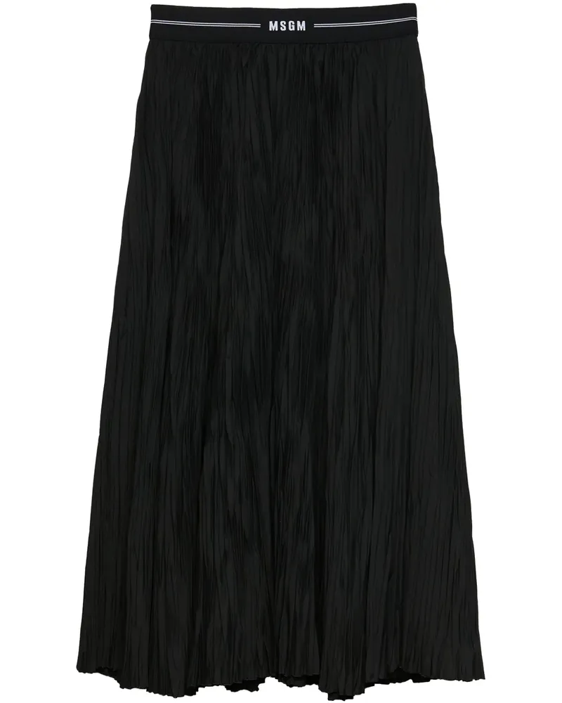 MSGM Midirock mit Logo-Bund - Schwarz Schwarz