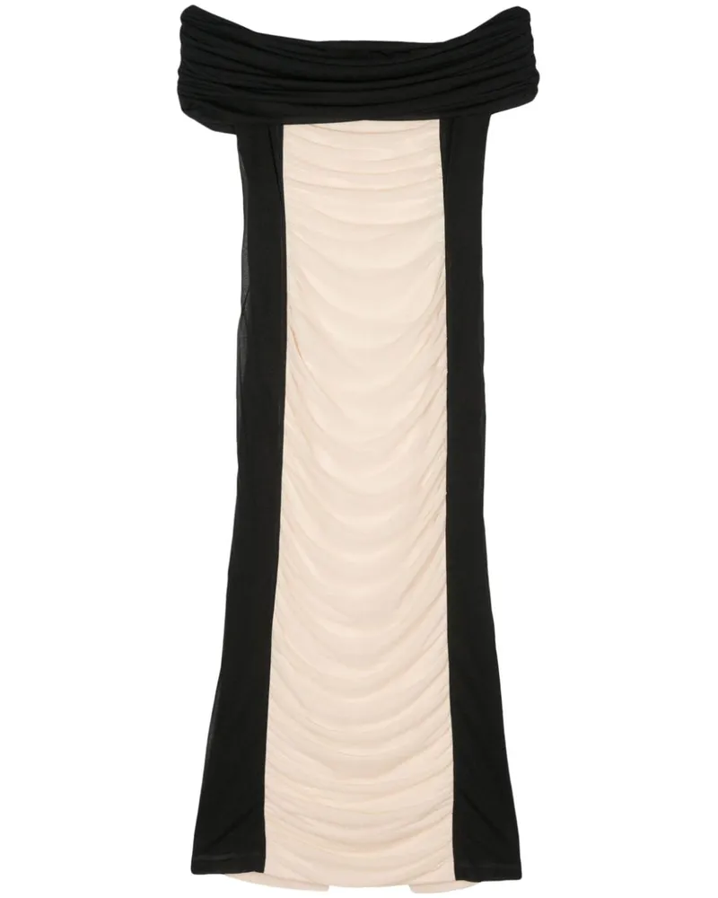 ROTATE Birger Christensen Gerafftes Maxikleid - Schwarz Schwarz