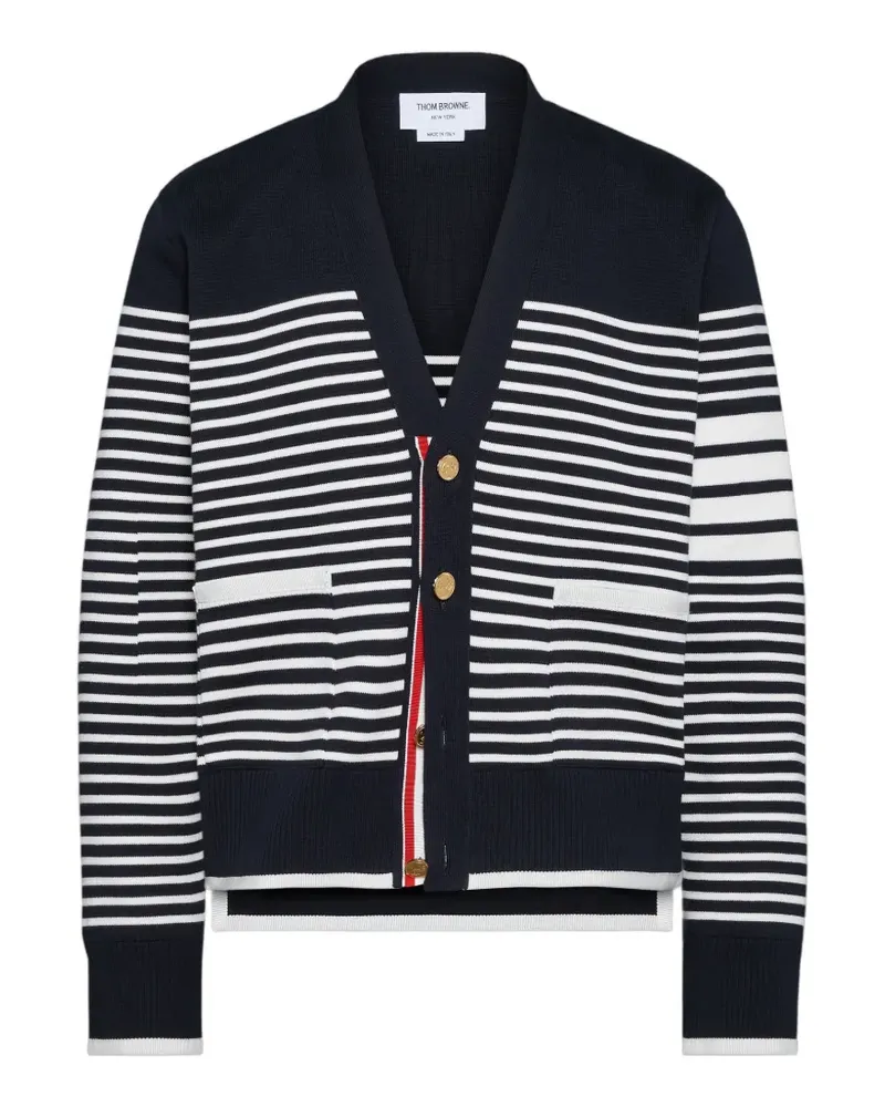 Thom Browne Gestreifter Milano Stitch Cardigan - Blau Blau
