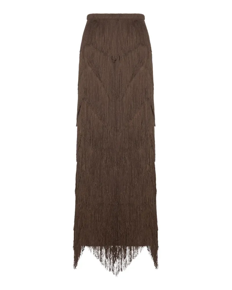 BLESS Dara fringe-trimmed maxi skirt - Braun Braun