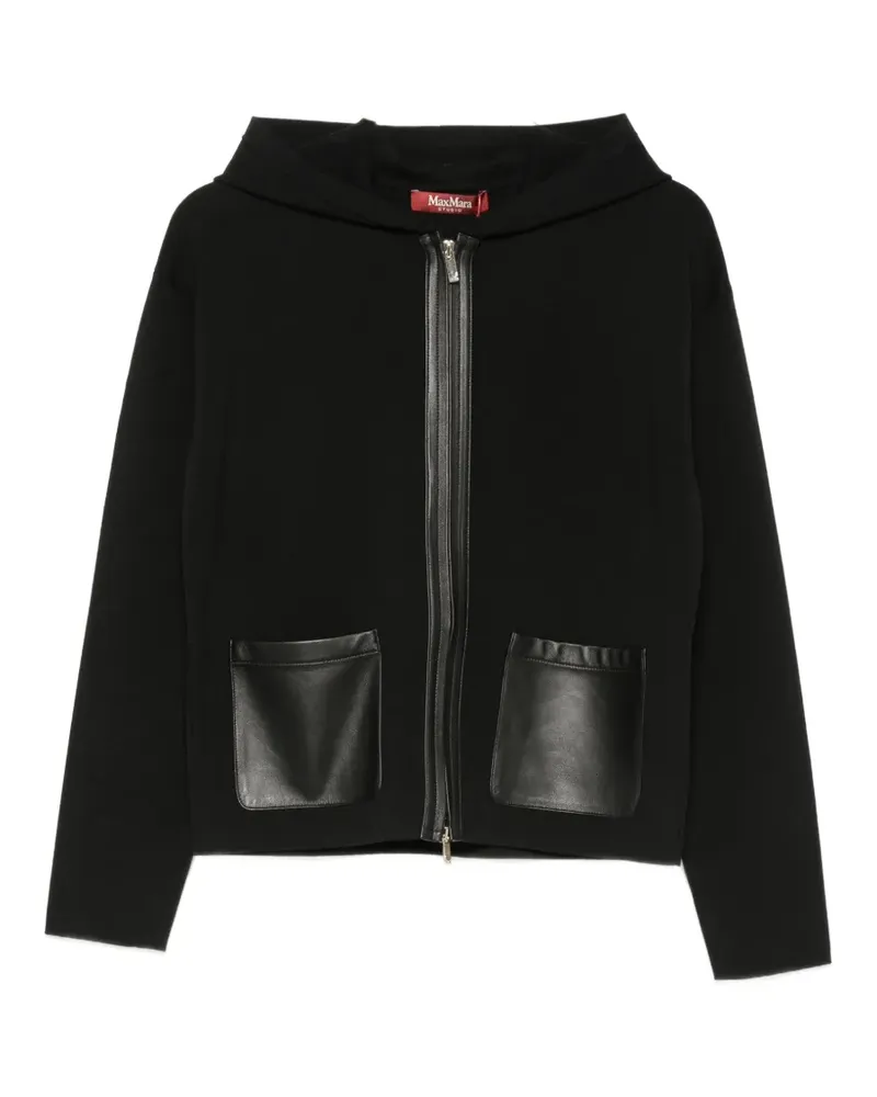 Max Mara leather-pocket hoodie - Schwarz Schwarz
