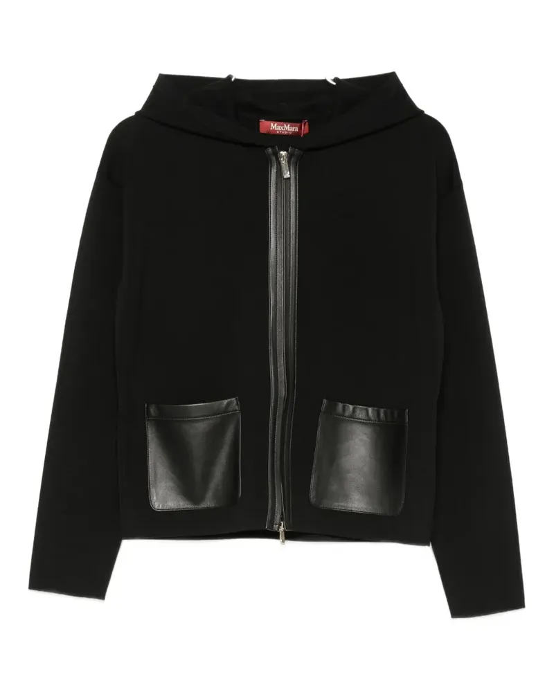Max Mara leather-pocket hoodie - Schwarz Schwarz