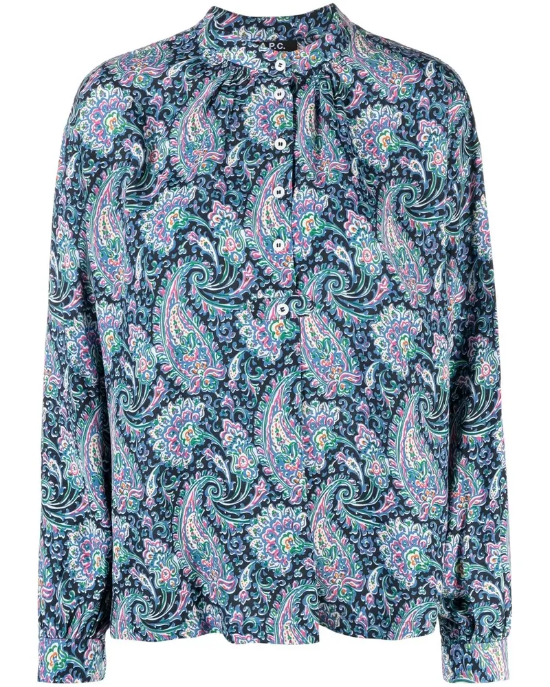 A.P.C. Bluse mit Paisleymuster - Blau Blau