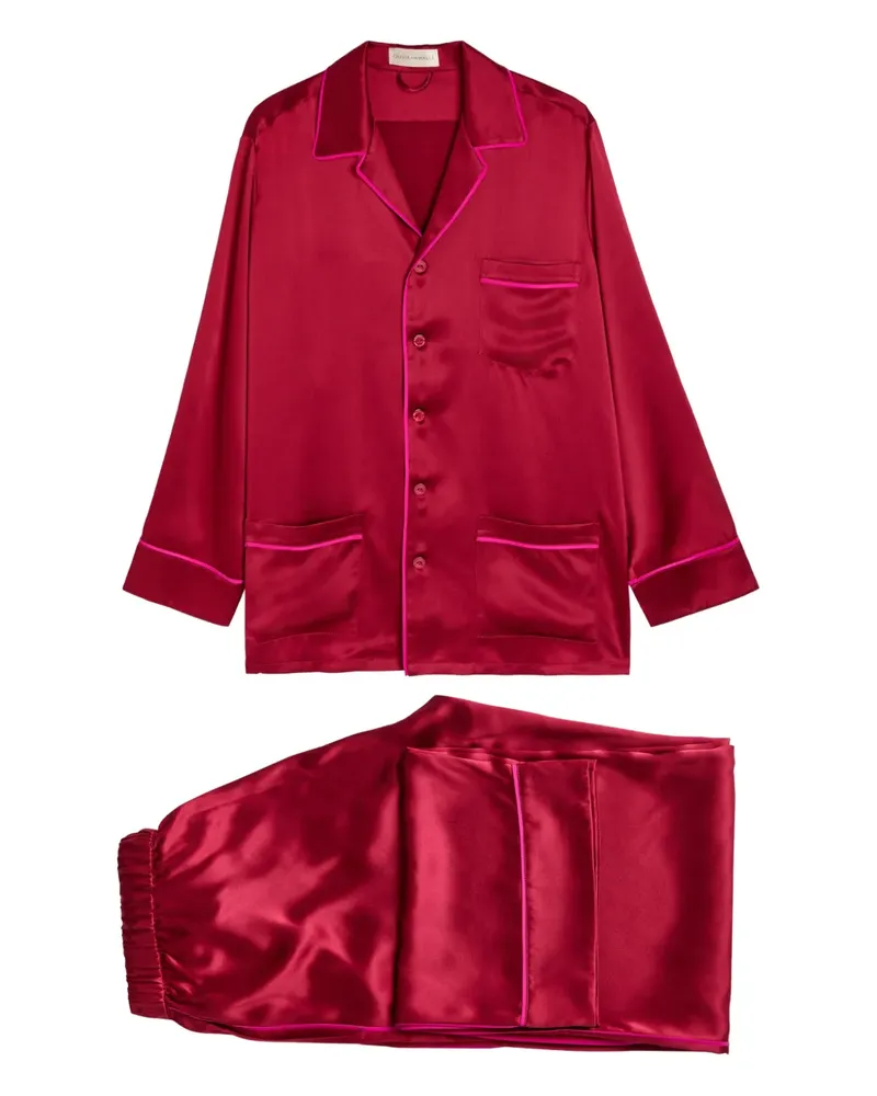 Olivia von Halle Yves piped pyjama set - Rot Rot