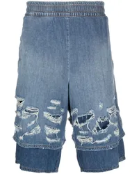 Diesel Jeans-Shorts in Distressed-Optik Blau