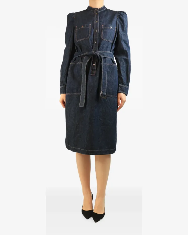 Max Mara button-fastening belted midi dress - Blau Blau