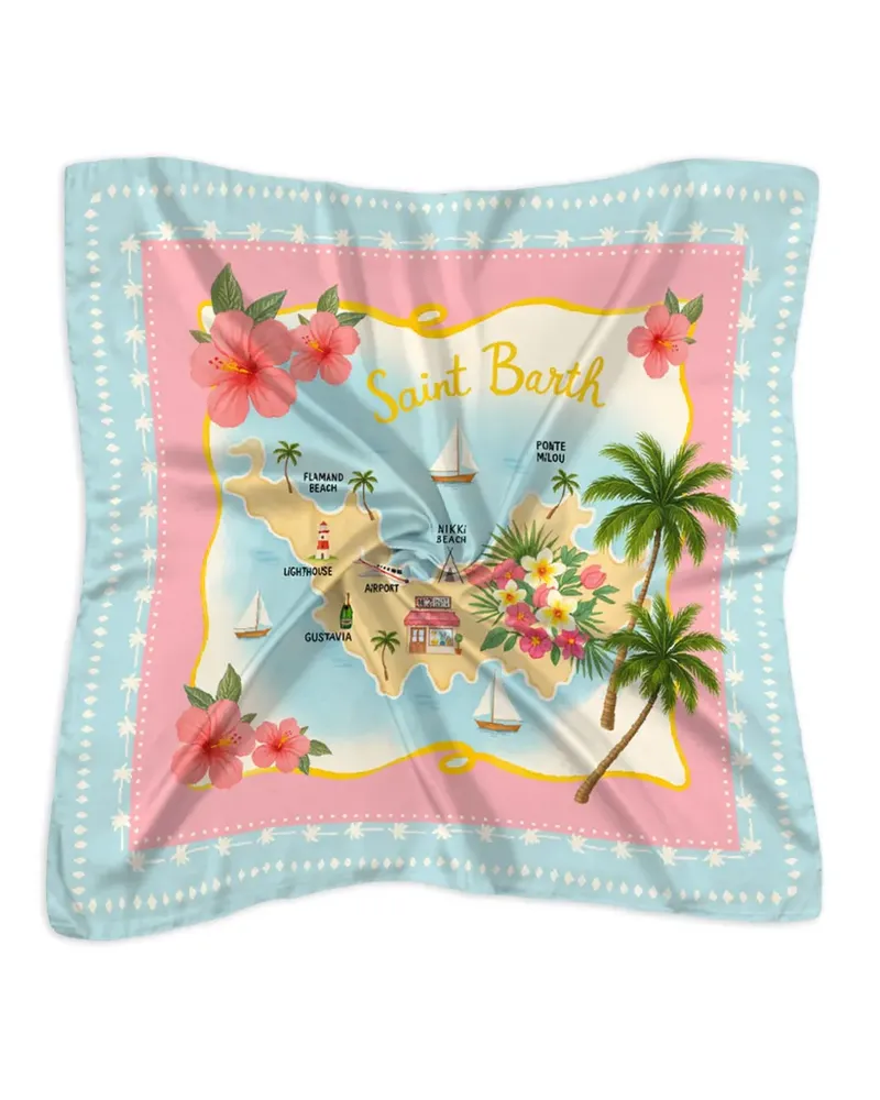 MC2 Saint Barth Schal mit Blumenmuster - Blau Blau