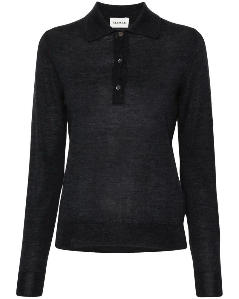 P.A.R.O.S.H. Strickpullover mit Poloshirtkragen - Grau Grau