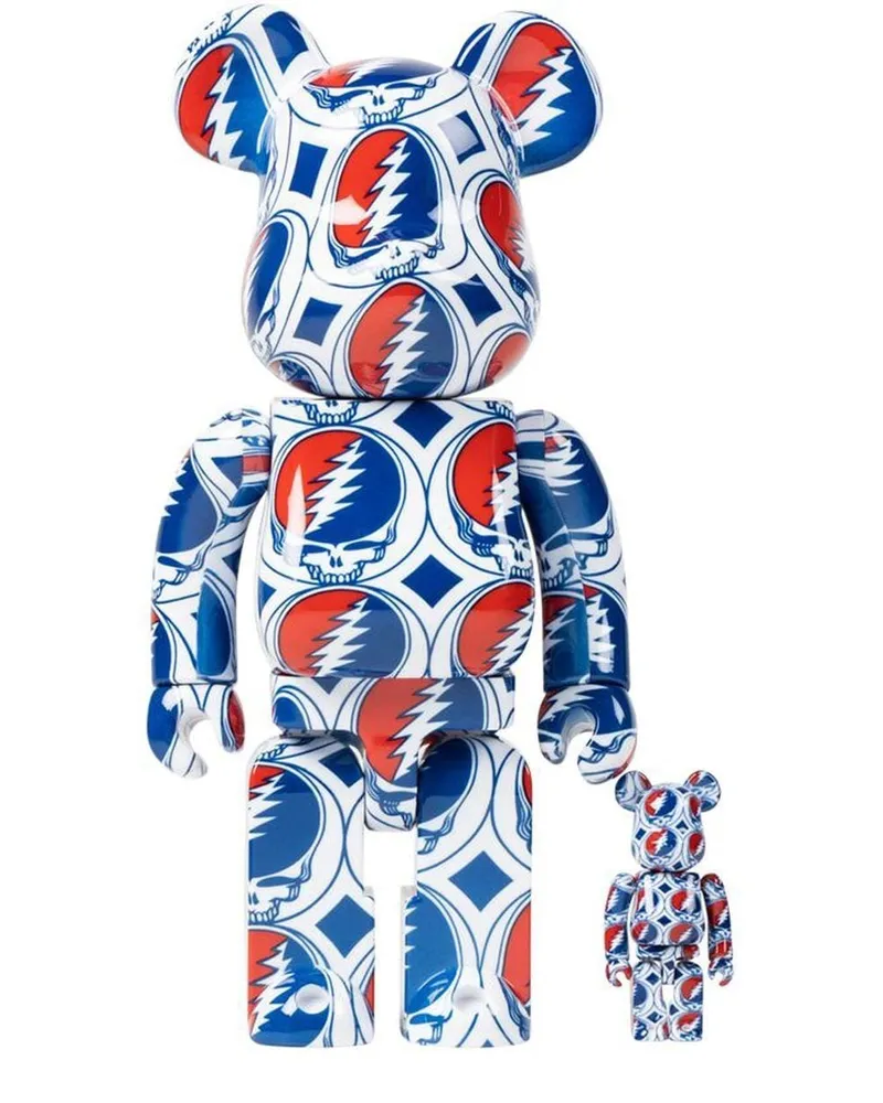 Medicom Toy x Grateful Dead Steal Your Face BE@RBRICK 100% und 400% Figuren-Set Weiß