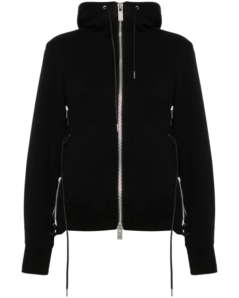 Sacai Cropped-Hoodie - Schwarz Schwarz