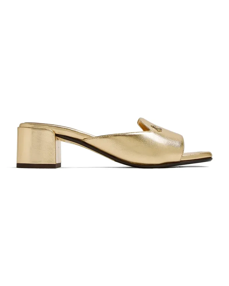 Jimmy Choo Metallische Sandalen mit Logo-Schild - Gold Gold