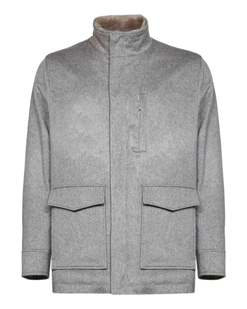 BARBA stand-collar utility coat - Grau Grau