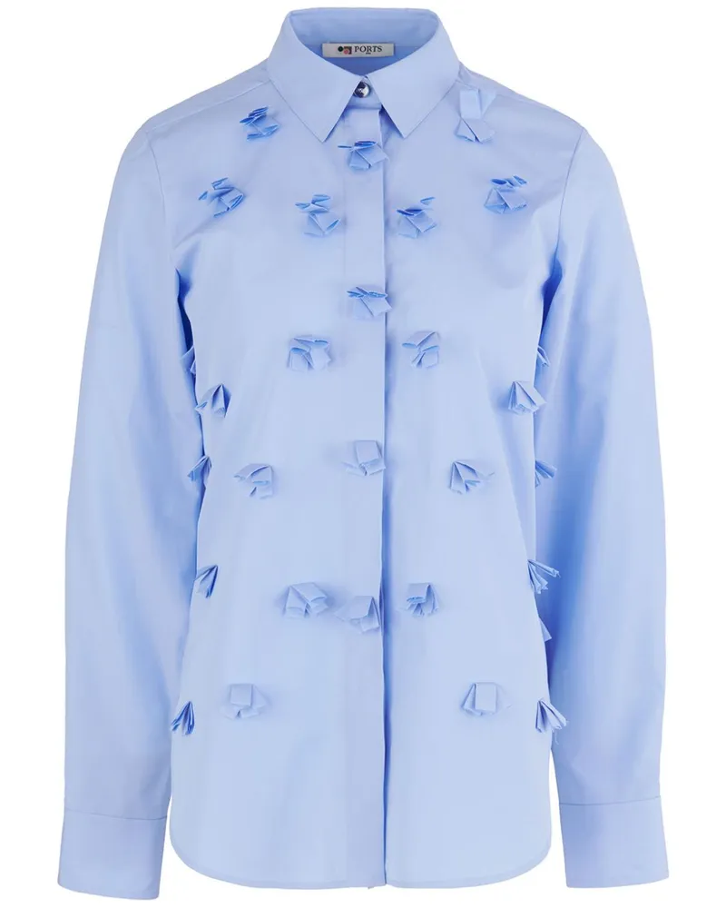 Ports 1961 Allover Hemd mit Pompons - Blau Blau