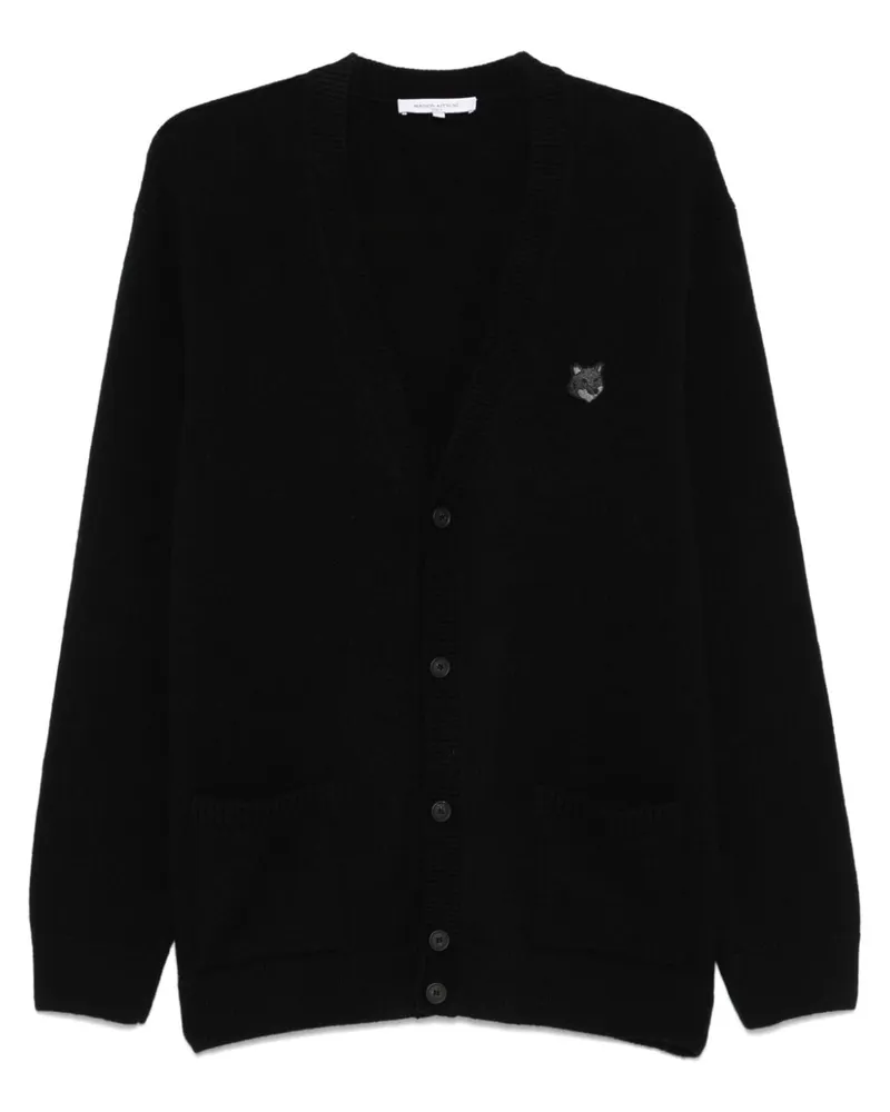 Kitsuné Cardigan mit Bold Fox Head-Patch - Schwarz Schwarz