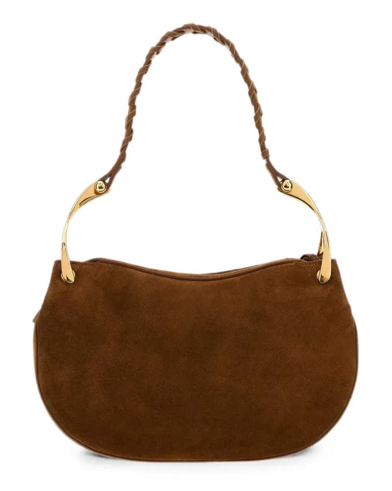 Alexander McQueen Wishbone suede shoulder bag - Braun Braun
