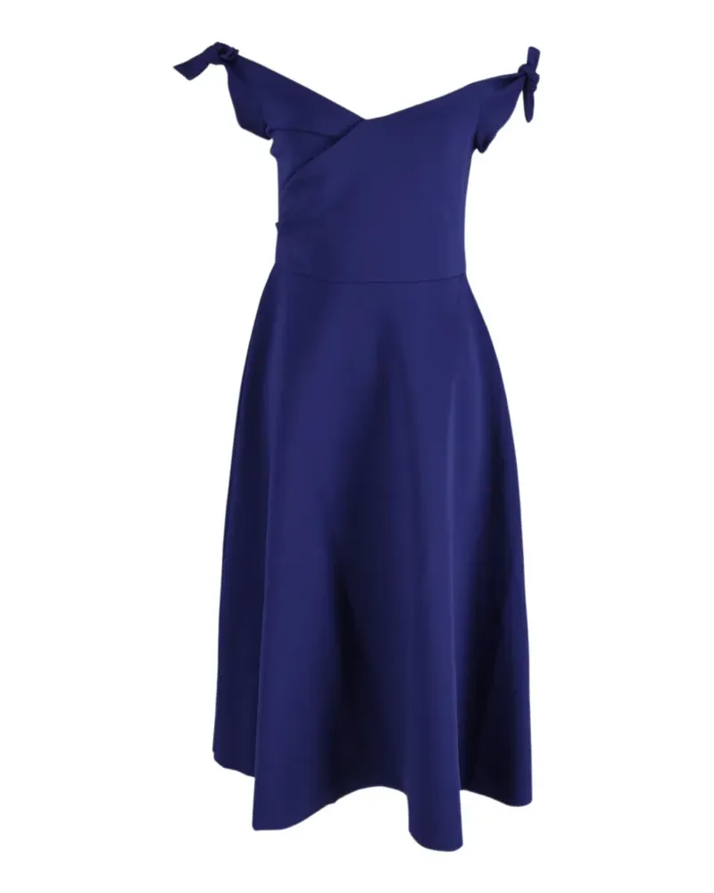 Saloni off-the-shoulder pleated dress - Blau Blau