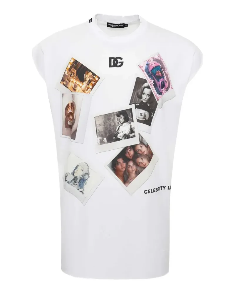 Dolce & Gabbana photographic-print logo-patch T-shirt - Weiß Weiß