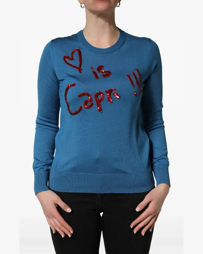 Dolce & Gabbana sequin-embellished crew-neck sweater - Blau Blau