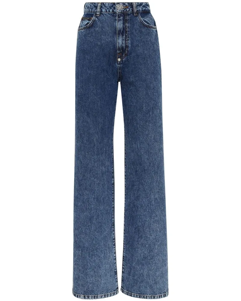 Philipp Plein Palace Straight-Leg-Jeans mit hohem Bund - Blau Blau