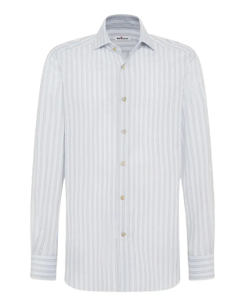 Kiton Gestreiftes Hemd - Weiß Weiß