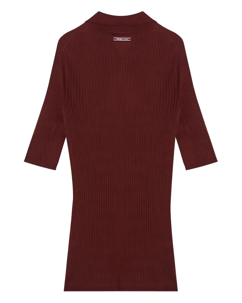 Prada Geripptes Poloshirt - Rot Rot