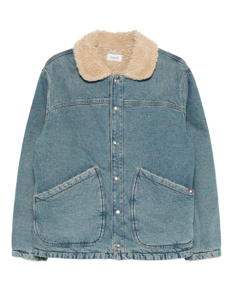 Amish Jeansjacke mit Shearling-Kragen - Blau Blau
