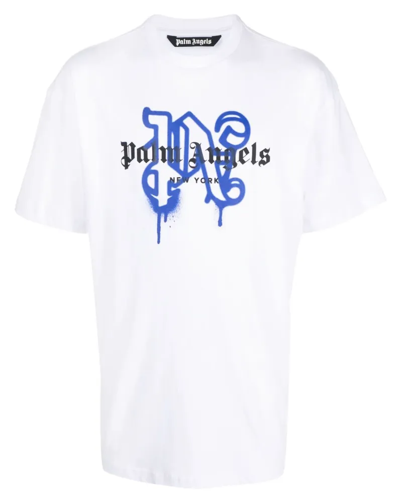 Palm Angels New York T-Shirt mit Monogramm-Print - Weiß Weiß