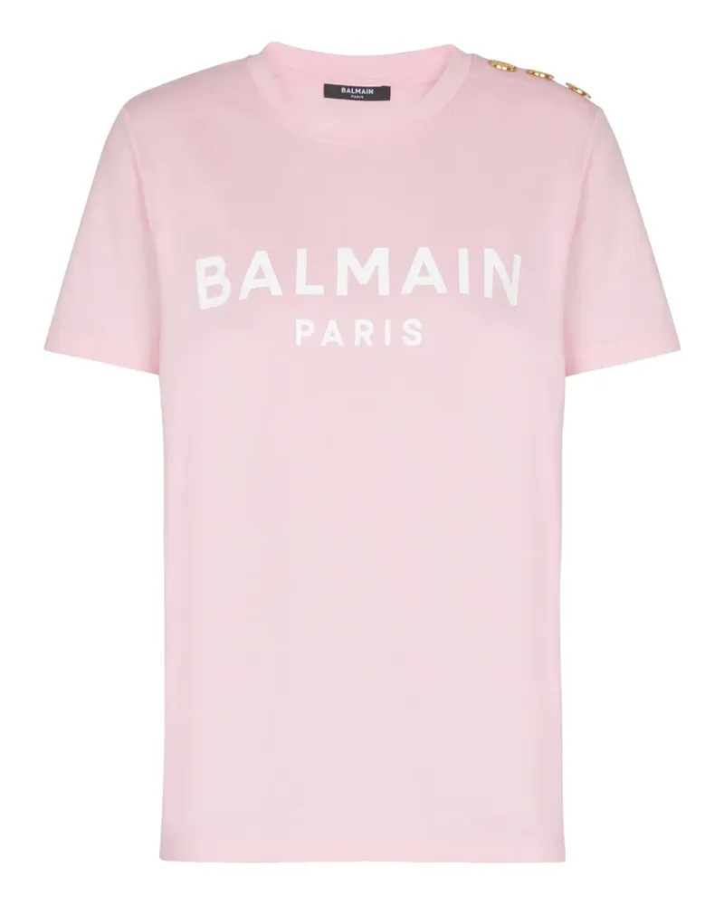 Balmain T-Shirt mit Logo-Print - Rosa Rosa
