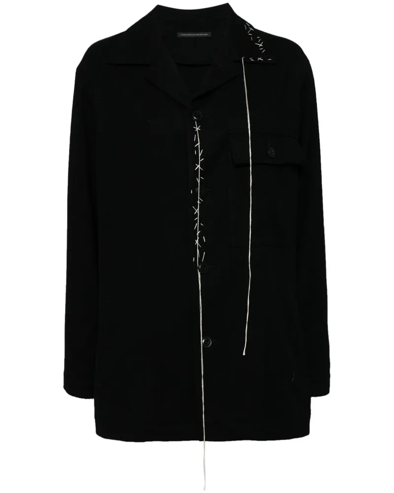 Yohji Yamamoto Flanelljacke mit Handstickerei - Schwarz Schwarz
