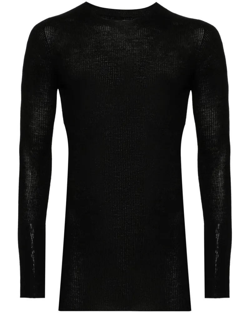 Rick Owens Gerippter Pullover - Schwarz Schwarz