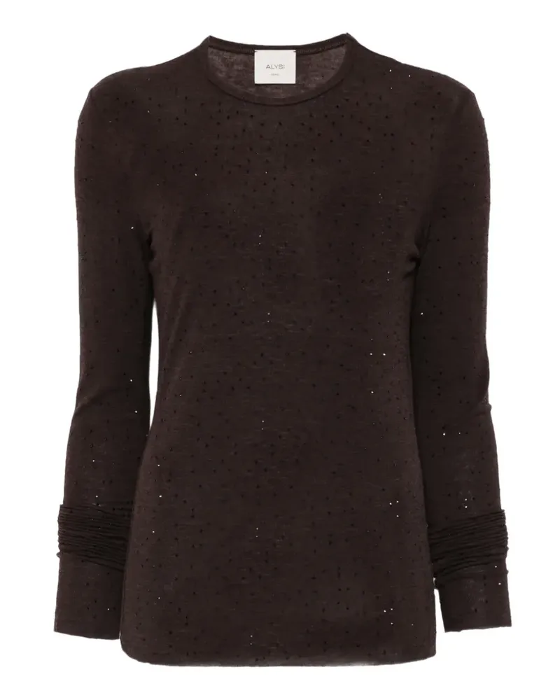 ALYSI Langarmshirt mit Strass - Braun Braun