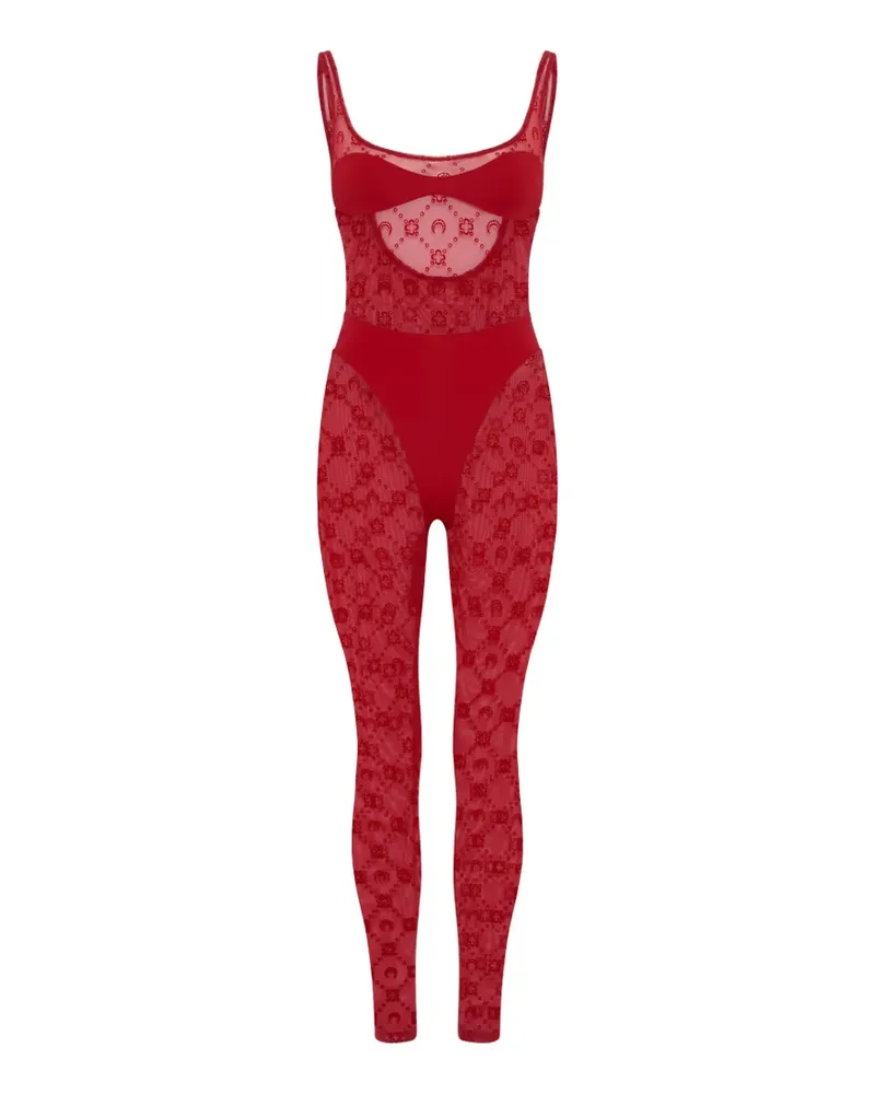 Marine Serre moonogram mesh jumpsuit - Rot Rot
