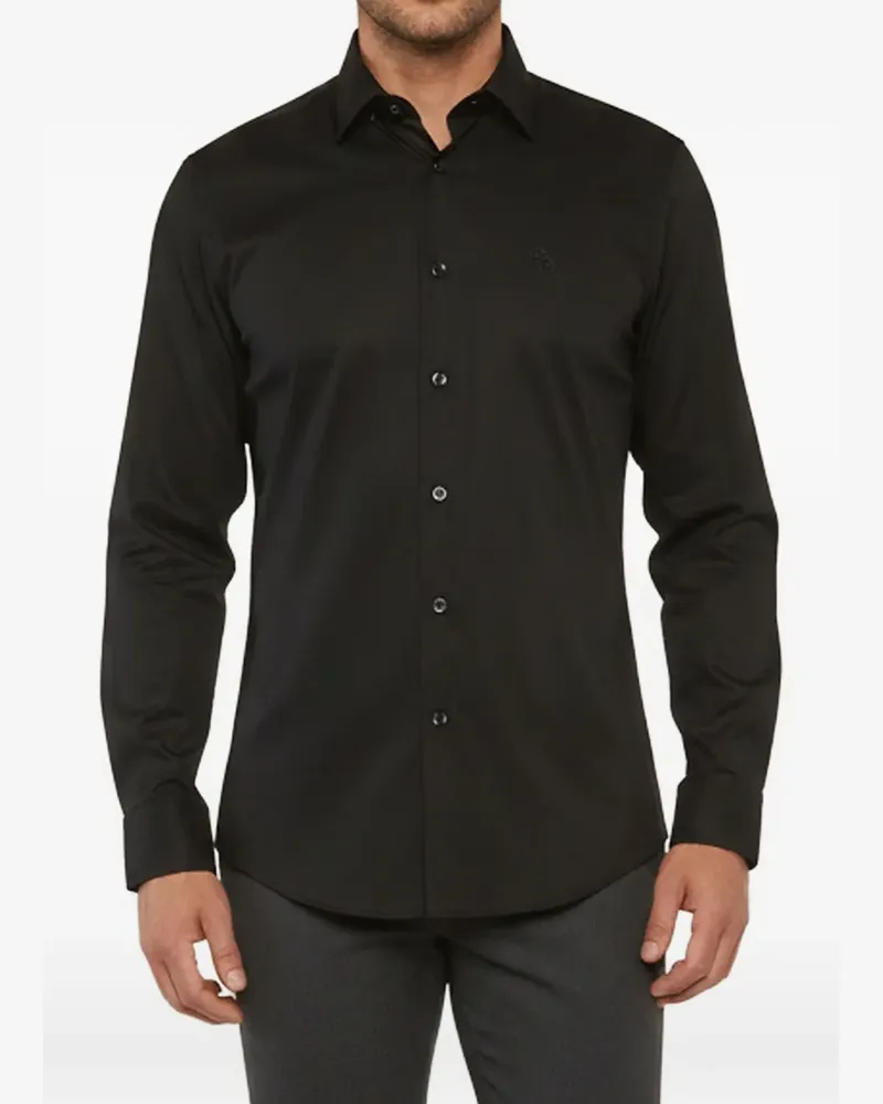 Roberto Cavalli Jacquard-Hemd mit Knöpfen - Schwarz Schwarz