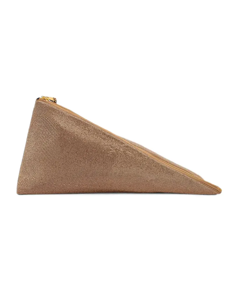 Patrizia Pepe crystal-embellished triangular clutch bag - Gold Gold