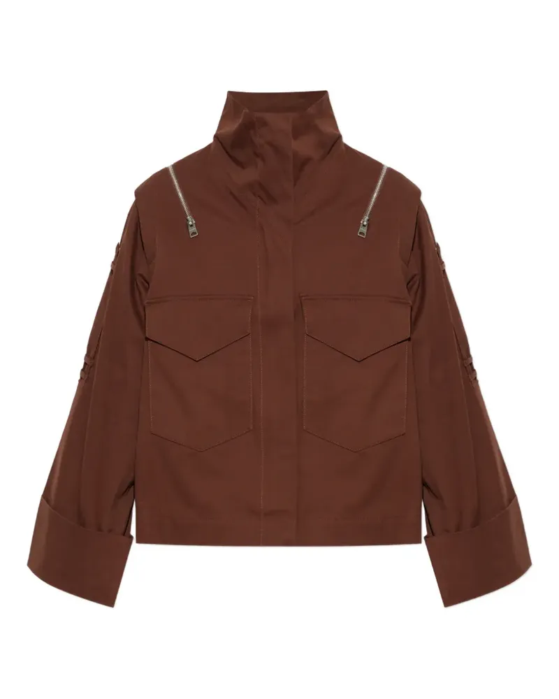 AllSaints Leighton zip-detail high-neck jacket - Braun Braun