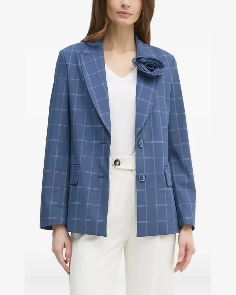 Sisley Kariertes Sakko mit Rosenverzierung - Blau Blau