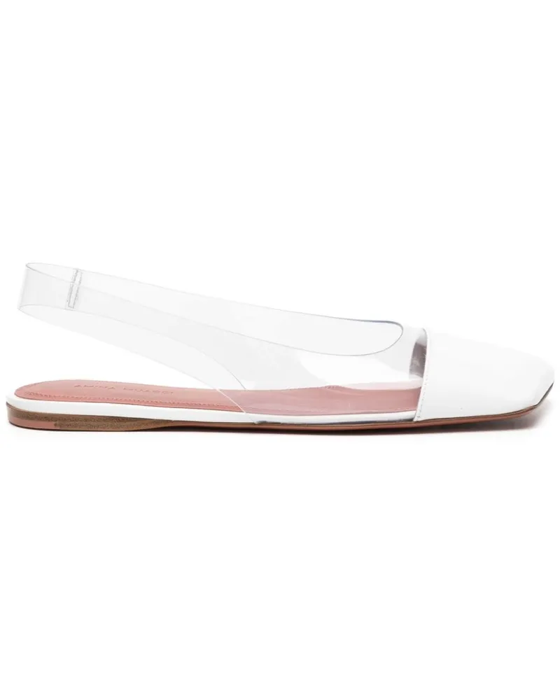 Amina Muaddi Transparente Slingback-Ballerinas Weiß